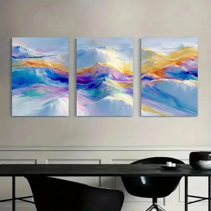 3pcs Colorful Clouds Abstract Painting Modern Art Metal Print Ready to Hang Art - Bella Home Decor