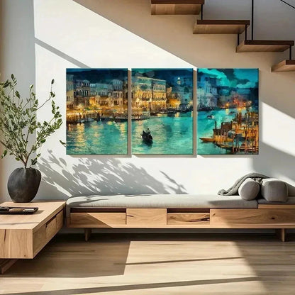 3pcs A City On The Water Italy Venice Wall Art Set Canvas Framed 60x90cm - High Quality Print 100% Australian Made Wall Canvas Ready to Hang - Bella Home Decor