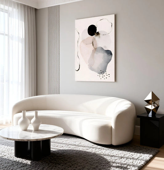Minimalist Abstract Watercolour Shapes And Ink 40x60cm Metal Print Ready to Hang