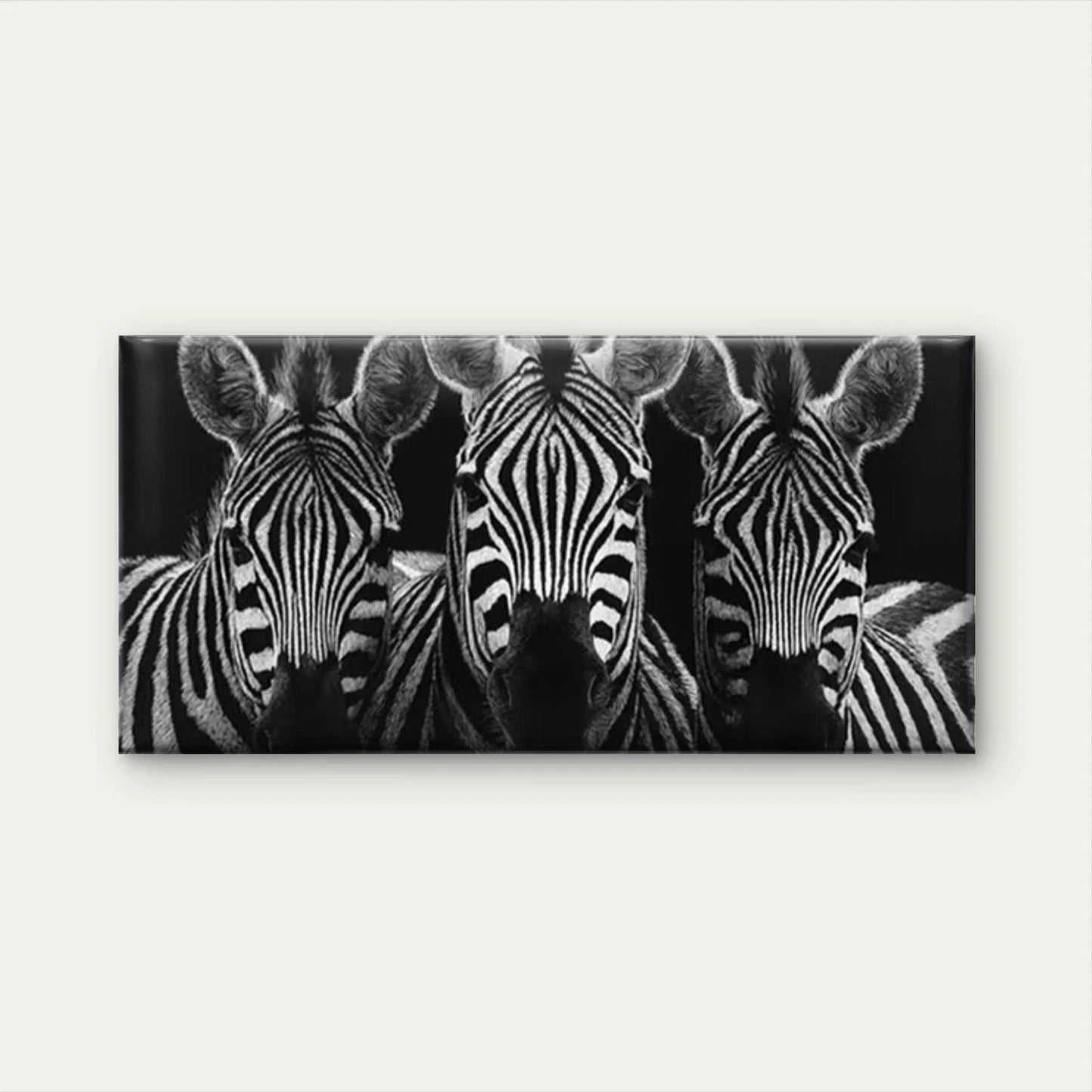 Zebra Triple Monochrome Wall Art Canvas Office Home Room Framed 120x60cm