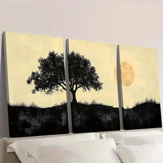 3pcs Abstract Oak Tree Forest DF Wall Art Set Canvas Framed 60x90cm - High Quality Print 100% Australian Made Wall Canvas Ready to Hang