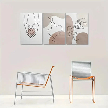 3pcs Abstract Minimalist Line Painting Wall Art Set Canvas Framed 40x60cm - High Quality Print 100% Australian Made Wall Canvas Ready to Hang - Bella Home Decor