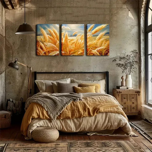 3pcs Interesting Wheat Wall Art Canvas Unframed - High Quality Print 100% Australian Made Wall Canvas