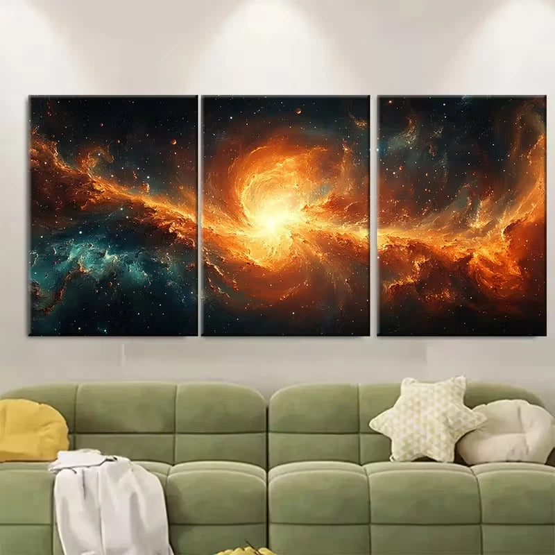 3pcs Space Burst Metal Print Ready to Hang Art