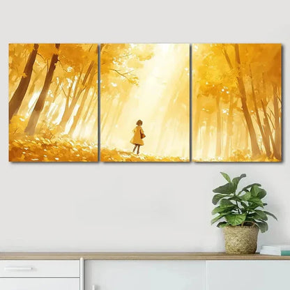 3pcs Golden Sunlit Trees & Tranquil Perfect Wall Art Canvas Unframed - High Quality Print 100% Australian Made Wall Canvas - Bella Home Decor