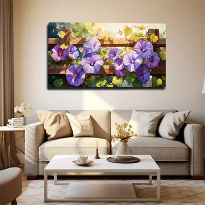 Trumpet Flowers On Yard Fence Wall Art Canvas Office Home Room Framed 120x60cm