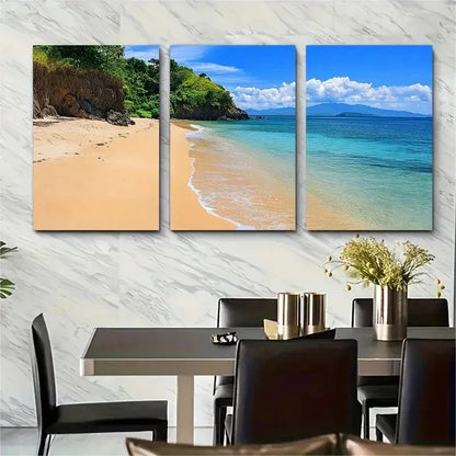 3pcs Tropical Beach Nature Beauty Perfect Wall Art Set Canvas Framed 50x70cm - High Quality Print 100% Australian Made Wall Canvas Ready to Hang