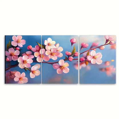 3pcs Blossom Flowers Metal Print Ready to Hang Art