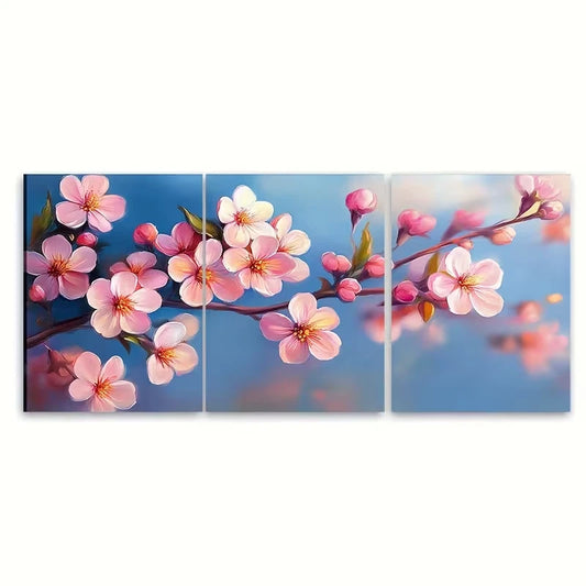 3pcs Blossom Flowers Metal Print Ready to Hang Art