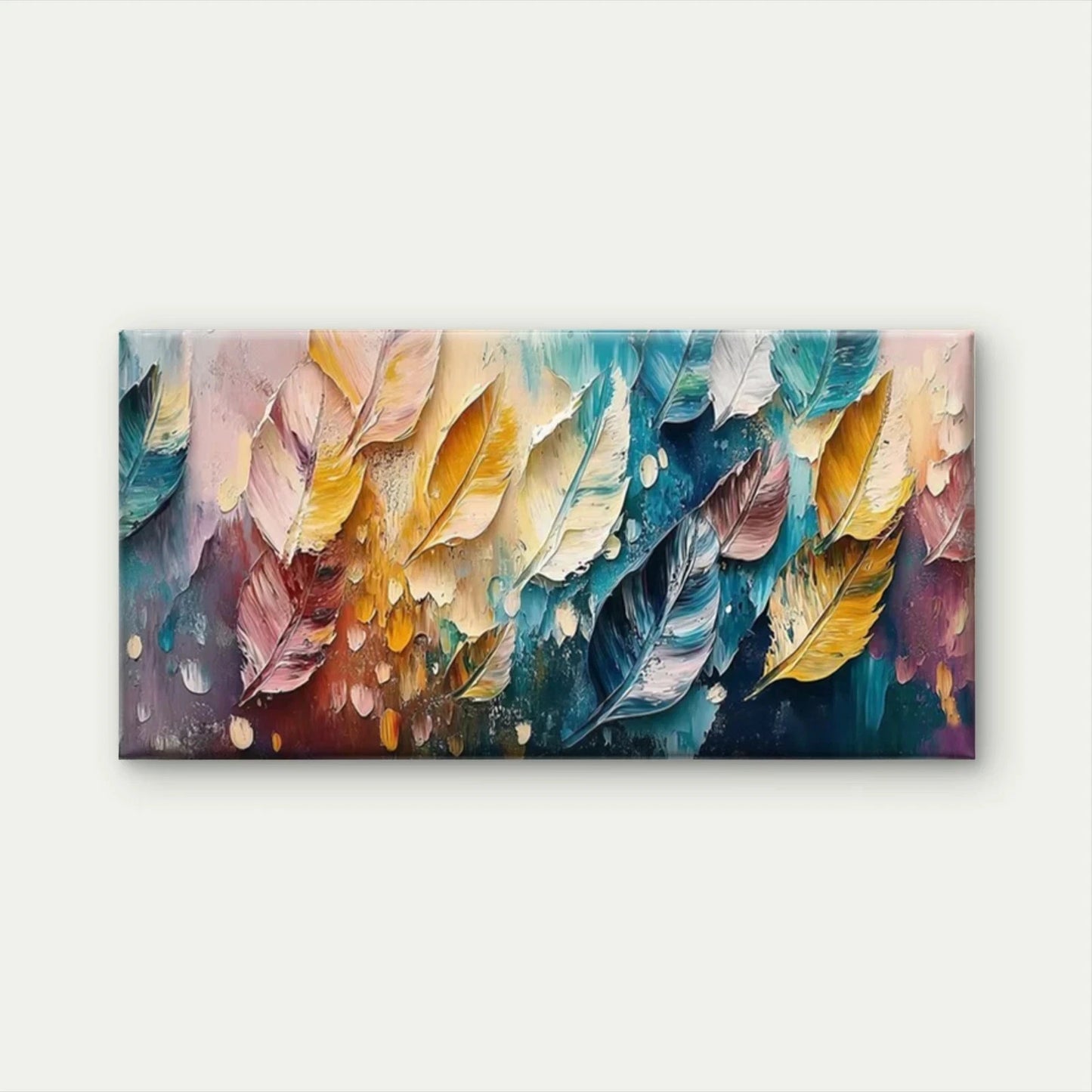 Abstract Feather Wall Art Canvas Office Home Room Framed 120x60cm