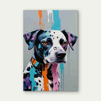 Dalmatian Vibrant Colorful Splatter Design Metal Print Ready to Hang