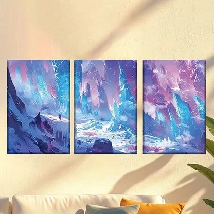 3pcs Colorful Abstract Snow Mountain Wall Art Set Canvas Framed 40x60cm - High Quality Print 100% Australian Made Wall Canvas Ready to Hang - Bella Home Decor