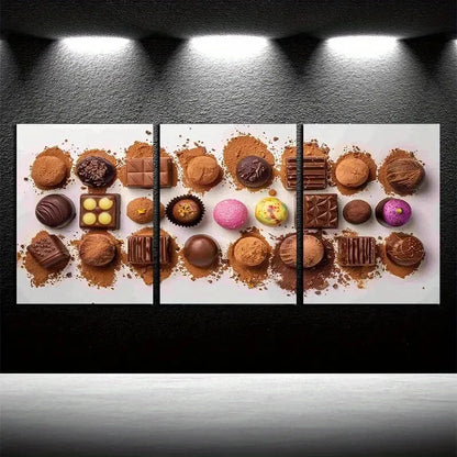 3pcs Chocolate Arrangement Illustration Metal Print Ready to Hang Art - Bella Home Decor