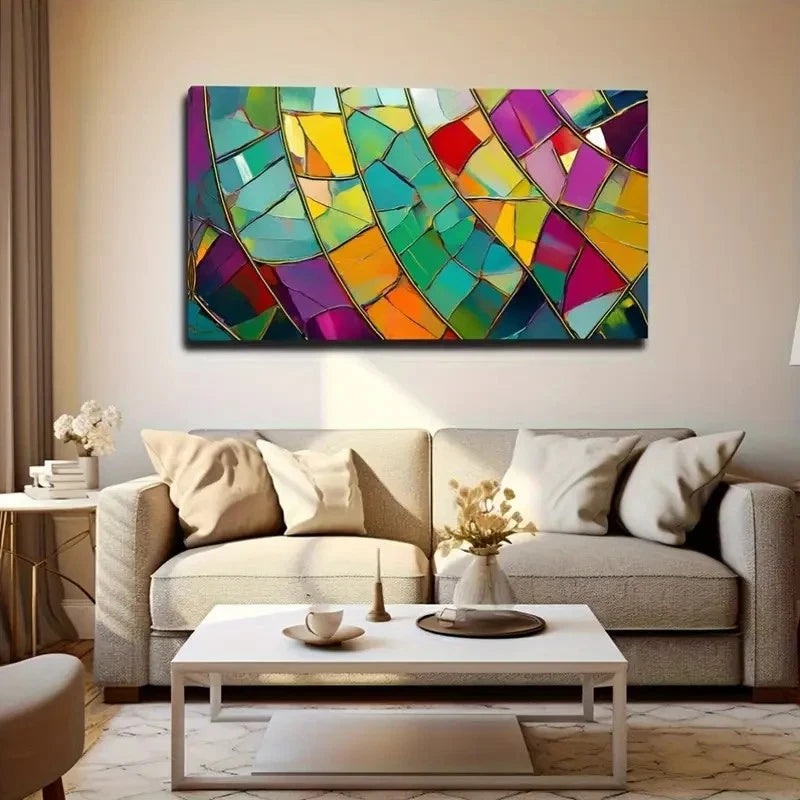 Abstract Colorful Geometric Wall Art Canvas Office Home Room Framed 120x60cm