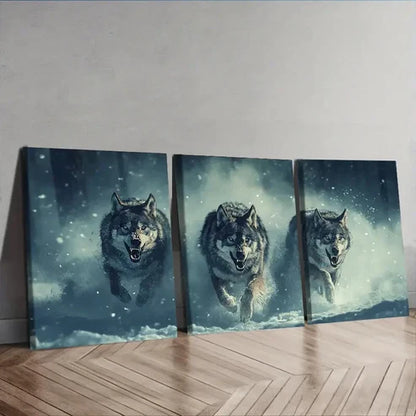 3pcs Fierce Wolf Pack Wall Art Canvas Unframed - High Quality Print 100% Australian Made Wall Canvas