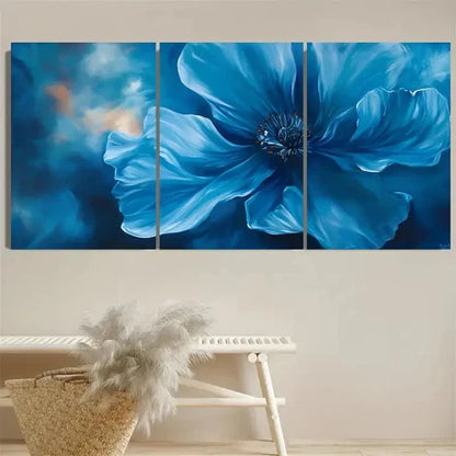 3pcs Blue Abstract Flower Wall Art Canvas Unframed - High Quality Print 100% Australian Made Wall Canvas - Bella Home Decor