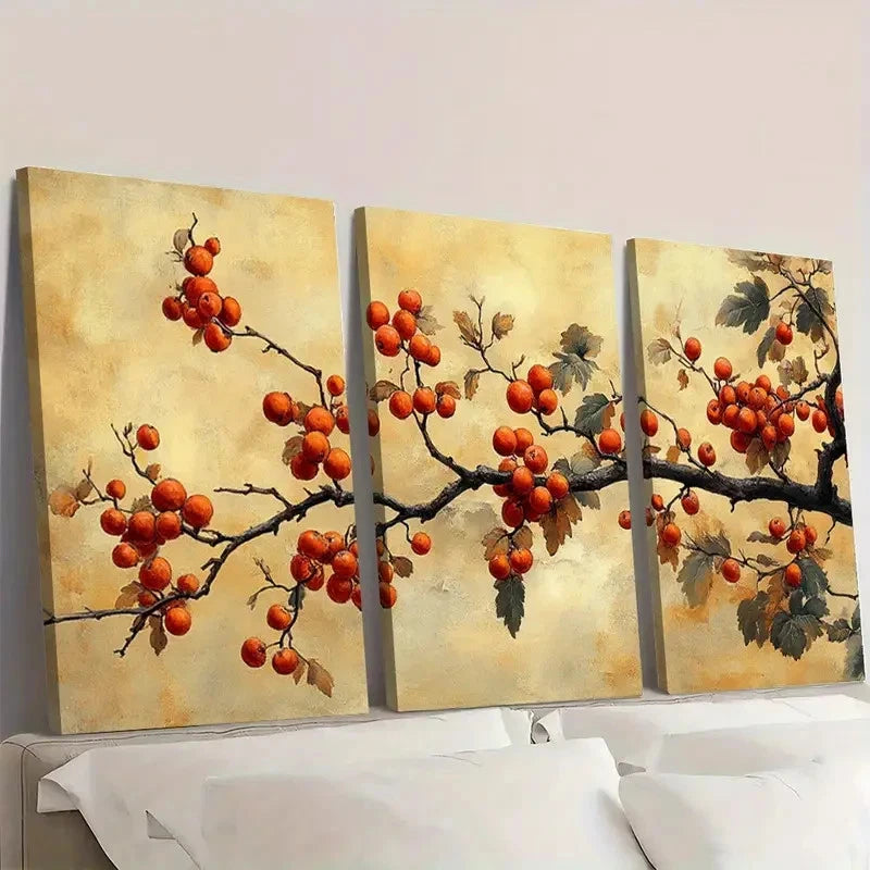 3pcs Cherry Blossoms and Fruits AD   Wall Art Set Canvas Framed 40x60cm - High Quality Print 100% Australian Made Wall Canvas Ready to Hang - Bella Home Decor