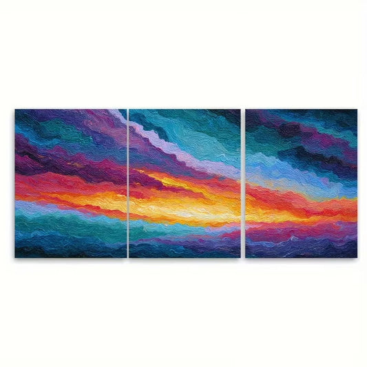 3pcs Vibrant Abstract Landscape Artwork Metal Print Ready to Hang Art