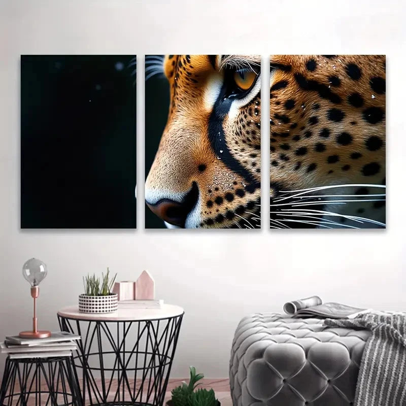 3pcs Leopard Close-Up Portrait Wall Art Set Canvas Framed 60x90cm - High Quality Print 100% Australian Made Wall Canvas Ready to Hang