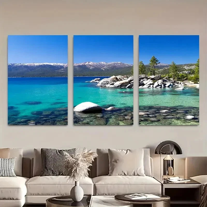 3pcs Scenic California Landscape with Blue Sky Metal Print Ready to Hang Art