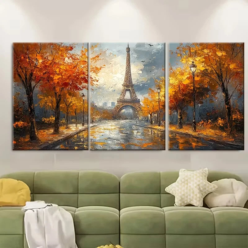 3pcs Paris Street Scene Metal Print Ready to Hang Art