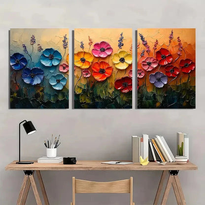 3pcs Colorful Floral Abstract Botanical Metal Print Ready to Hang Art - Bella Home Decor