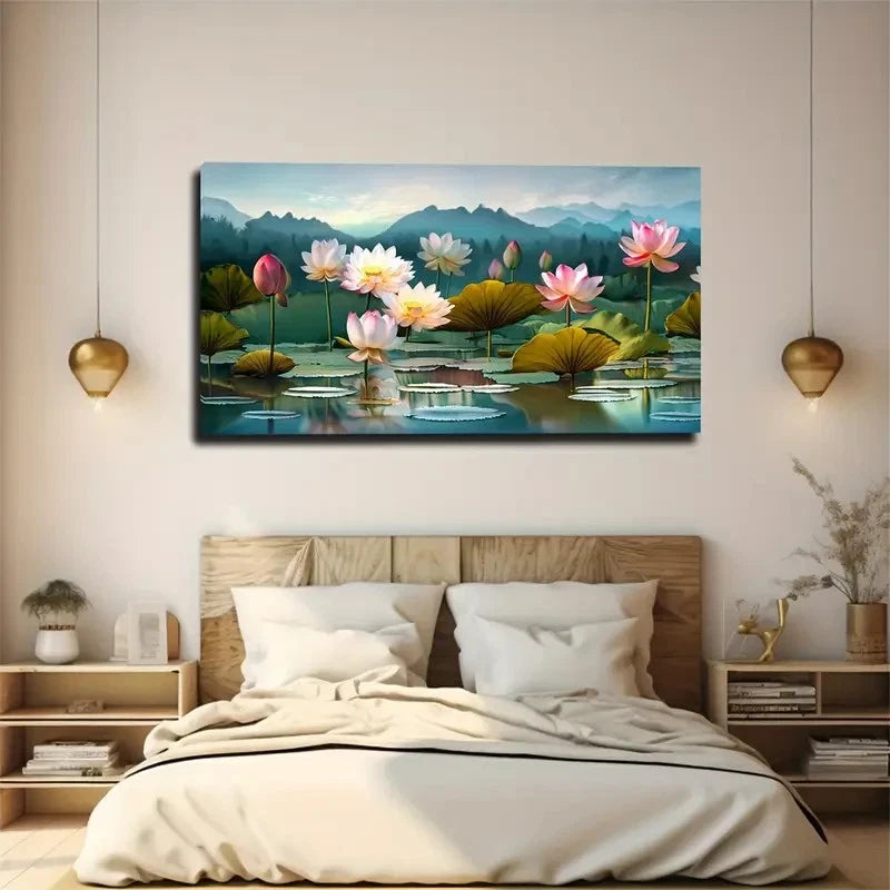 Blooming For Lotus Wall Art Canvas Office Home Room Framed 120x60cm