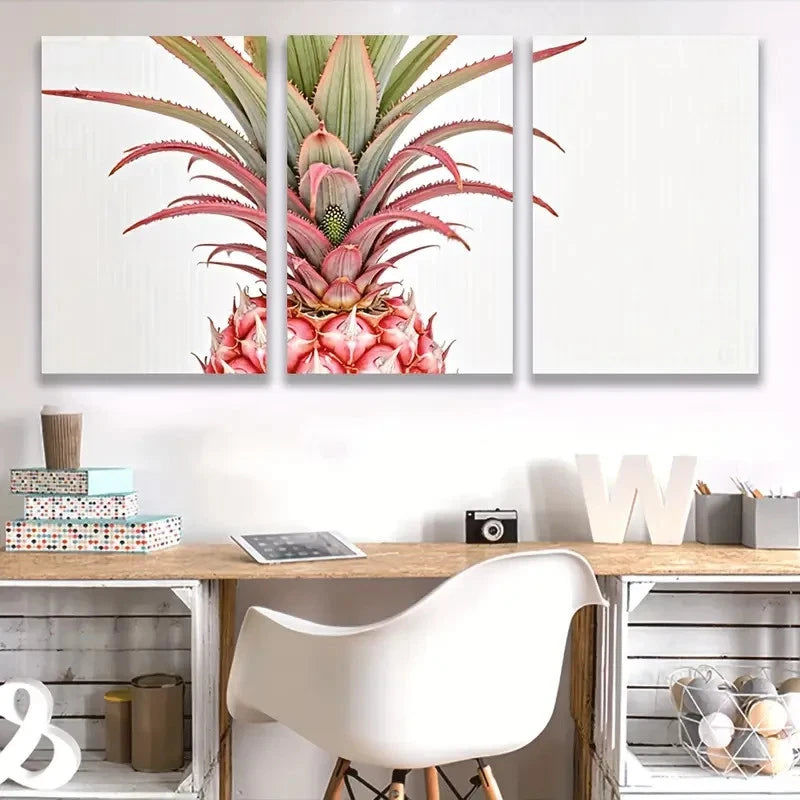 3pcs Vibrant Pineapple Triptych R   Wall Art Set Canvas Framed 60x90cm - High Quality Print 100% Australian Made Wall Canvas Ready to Hang