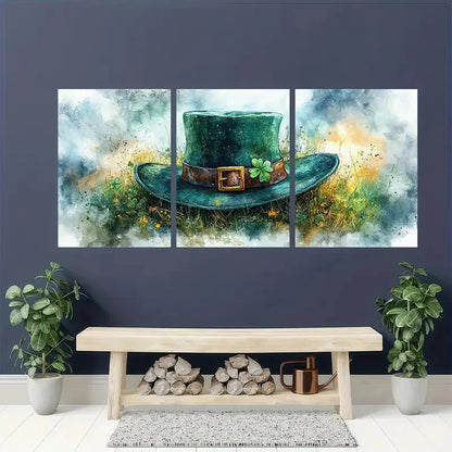 3pcs St, Patricks Day Watercolor Print Metal Print Ready to Hang Art - Bella Home Decor