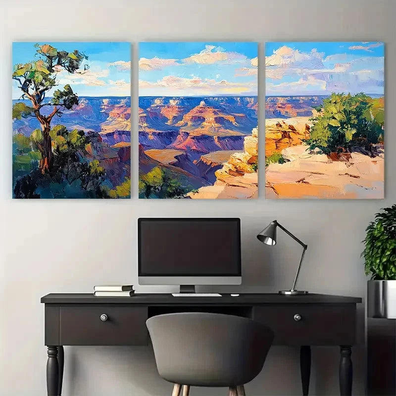 3pcs Grand Canyon Painting Colorado Landscape Metal Print Ready to Hang Art - Bella Home Decor