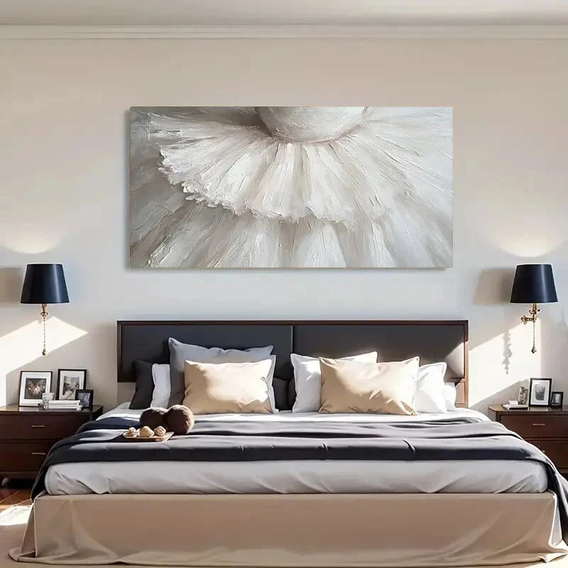 Elegant White Tutu Ballet Wall Art Canvas Office Home Room Framed 120x60cm - Bella Home Decor