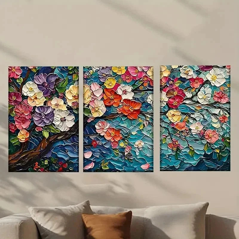 3pcs Colorful Flowers Watercolor Style Wall Art Set Canvas Framed 50x70cm - High Quality Print 100% Australian Made Wall Canvas Ready to Hang - Bella Home Decor