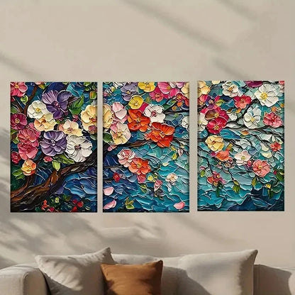 3pcs Colorful Flowers Watercolor Style Wall Art Set Canvas Framed 50x70cm - High Quality Print 100% Australian Made Wall Canvas Ready to Hang - Bella Home Decor