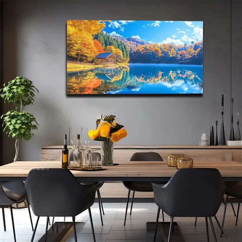 Clear Sky Calm Lake Reflecting Wall Art Canvas Office Home Room Framed 120x60cm - Bella Home Decor