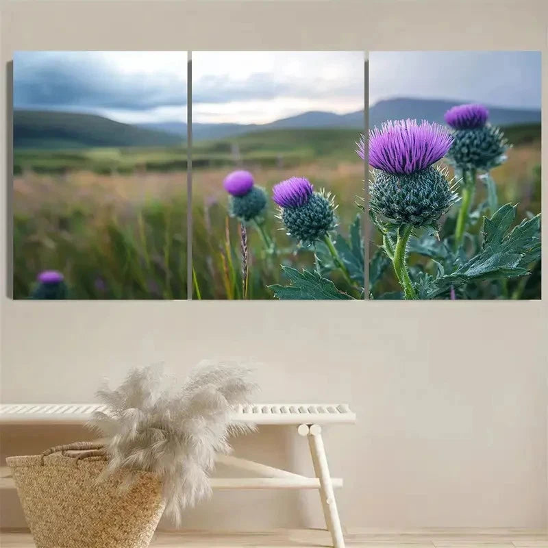3pcs Vibrant Purple & Green Nature Scene Wall Art Set Canvas Framed 40x60cm - High Quality Print 100% Australian Made Wall Canvas Ready to Hang - Bella Home Decor