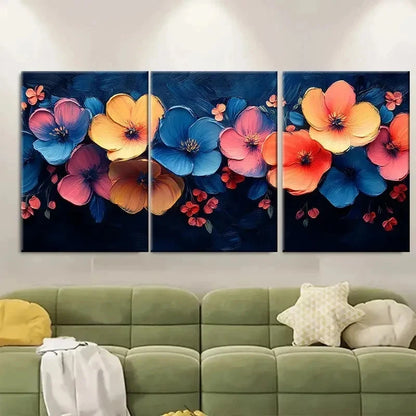 3pcs Neon Floral Brushstroke Texture GH  Wall Art Set Canvas Framed 60x90cm - High Quality Print 100% Australian Made Wall Canvas Ready to Hang