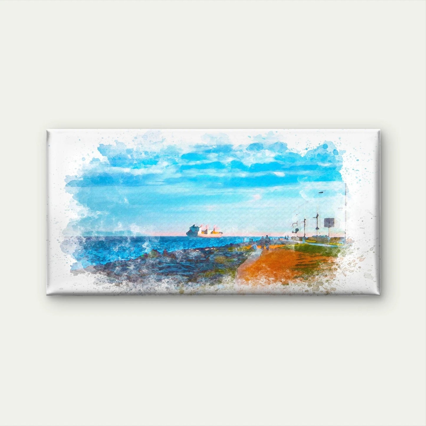 Watercolor Art Ship Marmara Sea Wall Art Canvas Office Home Room Framed 120x60cm