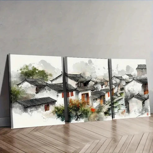 3pcs Jiangnan water town Wall Art Canvas Unframed - High Quality Print 100% Australian Made Wall Canvas