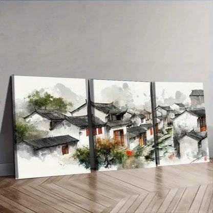 3pcs Jiangnan water town Wall Art Canvas Unframed - High Quality Print 100% Australian Made Wall Canvas