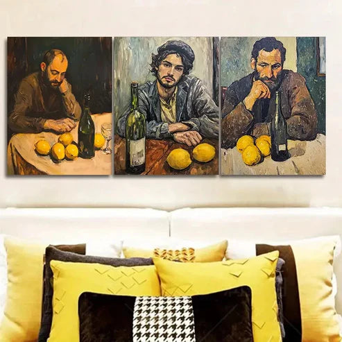 3pcs Drunk Man Wall Art Set Canvas Unframed - High Quality Print 100% Australian Made Wall Canvas - Bella Home Decor