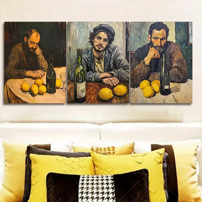3pcs Drunk Man Wall Art Set Canvas Unframed - High Quality Print 100% Australian Made Wall Canvas - Bella Home Decor