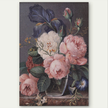 Classical Vintage Still Life Floral Bouquet 40x60cm Metal Print Ready to Hang