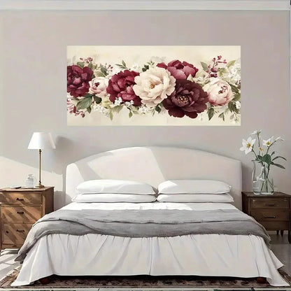 Vintage Peony Floral Wall Art Canvas Office Home Room Framed 120x60cm