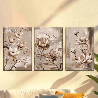 3pcs Simple Flower Pattern Wall Art Set Canvas Unframed – High Quality Print 100% Australian Made Wall Canvas