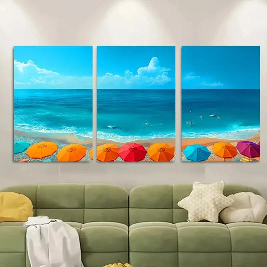 3pcs , Colorful Summer Resort Photo Metal Print Ready to Hang Art