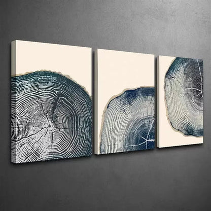 3pcs Cross Section Of A Tree Trunk Texture Wall Art Set Canvas Unframed - High Quality Print 100% Australian Made Wall Canvas - Bella Home Decor