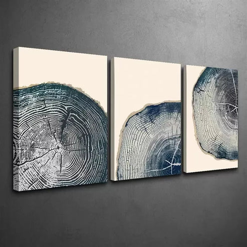 3pcs Cross Section Of A Tree Trunk Texture Wall Art Set Canvas Unframed - High Quality Print 100% Australian Made Wall Canvas - Bella Home Decor