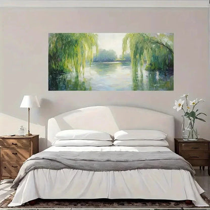 Willow Trees Reflection Wall Art Canvas Office Home Room Framed 120x60cm