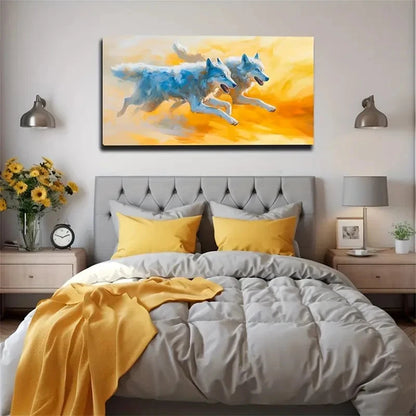 Decorative Dog Run Simple Wall Art Canvas Office Home Room Framed 120x60cm