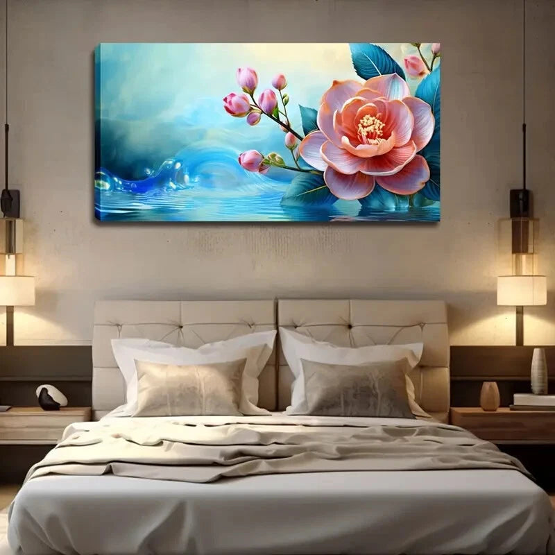 Pink Blooming Flower Buds Wall Art Canvas Office Home Room Framed 120x60cm - Bella Home Decor